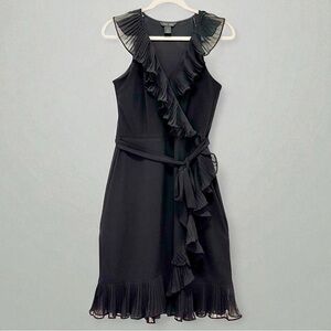 White House Black Market Faux Wrap Ruffle Dress | Size 4 | Black | Excellent ✨